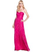 Laundry By Shelli Segal Silk Metallic Strapless Gown - Lyst