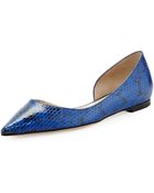 Jimmy Choo Walton Snake Half Dorsay Flat - Lyst