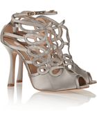 Oscar de la Renta Napo Cutout Satin Sandals - Lyst