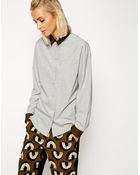 Asos White Wool Mix Contrast Shirt - Lyst