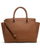 Michael Kors Selma Large Saffiano Leather Satchel - Lyst