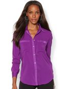 Lauren by Ralph Lauren Petite Satin Shirt - Lyst