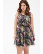 Forever 21 Floral Print Mesh Dress - Lyst