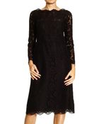 Valentino Dress Long Sleve Lace And Wide Collar - Lyst