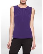 Calvin Klein Pleated Scoopneck Sleeveless Top - Lyst