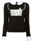 Alice + Olivia Camera Jacquard Peter Pan Collar Sweater - Lyst