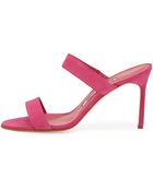 Manolo Blahnik Muluca Double-Band Suede Sandal - Lyst