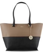 DKNY Saffiano Leather Logo Tote - Lyst