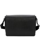 Ferragamo Black Leather Messenger Bag - Lyst