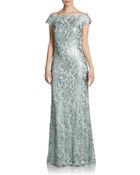 Tadashi Shoji Lace Silkchiffon Gown - Lyst