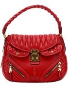 Miu Miu Red Lambskin Matelasse Quilted Convertible Shoulder Bag - Lyst