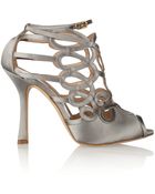 Oscar de la Renta Napo Cutout Satin Sandals - Lyst