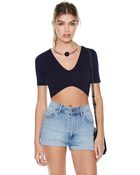 Nasty Gal Highest Peak Crop Top - Navy - Lyst