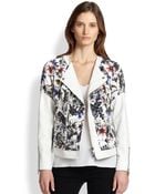 Rebecca Taylor Floral Printoverlay Leather Jacket - Lyst