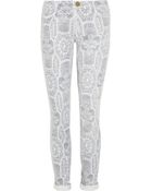 Current/Elliott The Ankle Skinny Printed Mid-Rise Jeans - Lyst