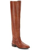 Saks Fifth Avenue Black Label Knee-High Leather Back-Zip Boots - Lyst