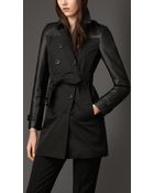 Burberry Nappa Leather And Gabardine Trench Coat - Lyst