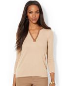 Lauren by Ralph Lauren Petite Fauxsuedetrim Top - Lyst