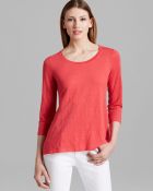 Eileen Fisher Scoop Neck Three Quarter Sleeve Top - Lyst
