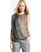 Halston Printed Chiffon Top - Lyst