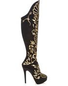 Charlotte Olympia Prosperity Metallic-Appliquã©D Over-The-Knee Boots - Lyst