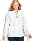Michael Kors Michael Plus Size Long-Sleeve Lace-Up Blouse - Lyst