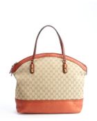 Gucci Sand And Rust Gg Canvas Tote - Lyst