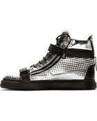 Giuseppe Zanotti Silver Bevelled High_Top Sneakers - Lyst