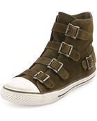 Ash Vincent Buckled Suede High-Top Sneaker - Lyst