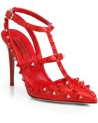 Valentino Rouge Rockstud Leather Slingback Pumps - Lyst