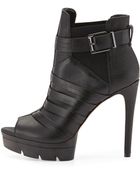 BCBGMAXAZRIA Hesh Leather Open-Toe Platform Bootie - Lyst