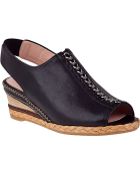 Stuart Weitzman Linkage Wedge Sandal Black Leather - Lyst