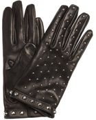 Prada Nero Black Leather Studded Gloves - Lyst