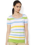 Lauren by Ralph Lauren Striped Cotton Tee - Lyst