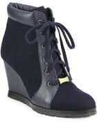 Kate Spade Saja Suede & Leather Wedge Ankle Boots - Lyst