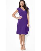 Ralph Lauren Lauren Dress V Neck Cap Sleeve - Lyst