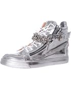 Giuseppe Zanotti Laminated Leather Sneakers With Chain - Lyst