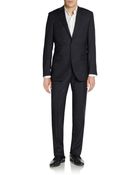 Saks Fifth Avenue Black Slim-Fit Pinstriped Wool Suit - Lyst