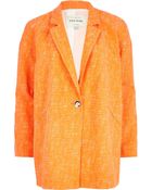 River Island Orange Boucle Oversized Jacket - Lyst