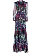 Matthew Williamson 3D Star Print Silk Chiffon Godet Maxi Dress - Lyst