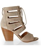 Nine West Taupe Highland Lace-Up Sandals - Lyst