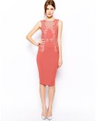 Asos Crochet Placed Pencil Dress - Lyst
