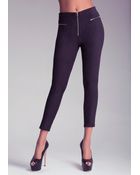 Bebe Faux Suede Zip Leggings - Lyst