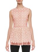 RED Valentino Lace Organza Peplum Top - Lyst