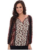Lucky Brand Floral Scarf Print Top - Lyst