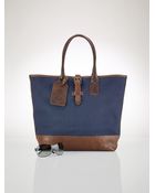 Polo Ralph Lauren Large Canvas-Leather Tote - Lyst