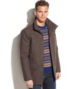 Kenneth Cole Wool-Blend Faux-Leather-Trim Car Coat - Lyst