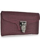 Philipp Plein Bordeaux Embossed Leather Skull Clutch - Lyst