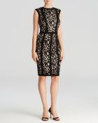 Tadashi Shoji Dress - Cap Sleeve Contrast Lace Sheath - Lyst