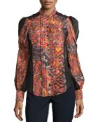 Philosophy di Alberta Ferretti Multipattern Pleated Chiffon Blouse - Lyst